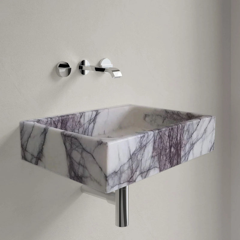 New York Marble Rectangular Wall-mount Bathroom Sink Polished (W)16" (L)24" (H)5"