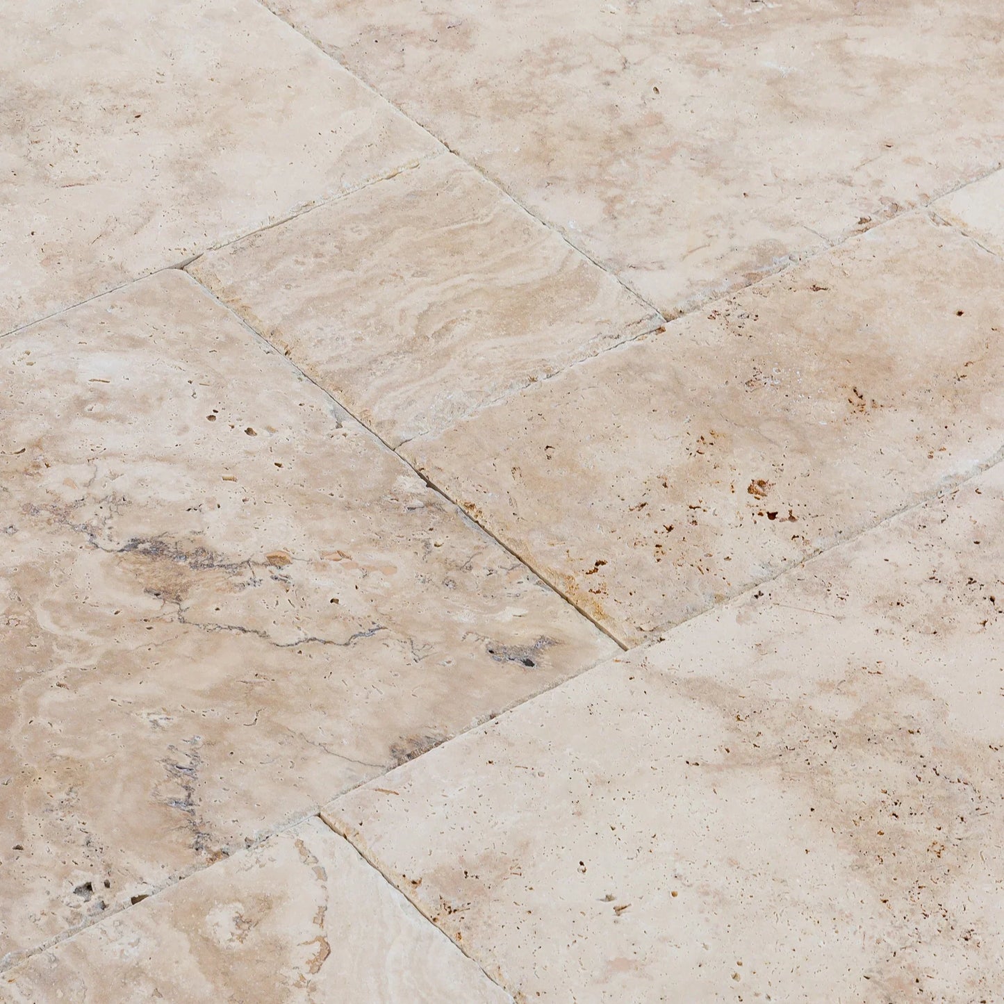 Olympus Beige French Pattern Set Brushed and Chiseled Travertine Tiles