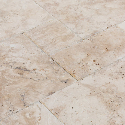 Olympus Beige French Pattern Set Brushed and Chiseled Travertine Tiles