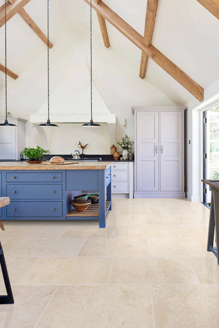 Otto Beige Marble Polished Wall and Floor Tiles Installed