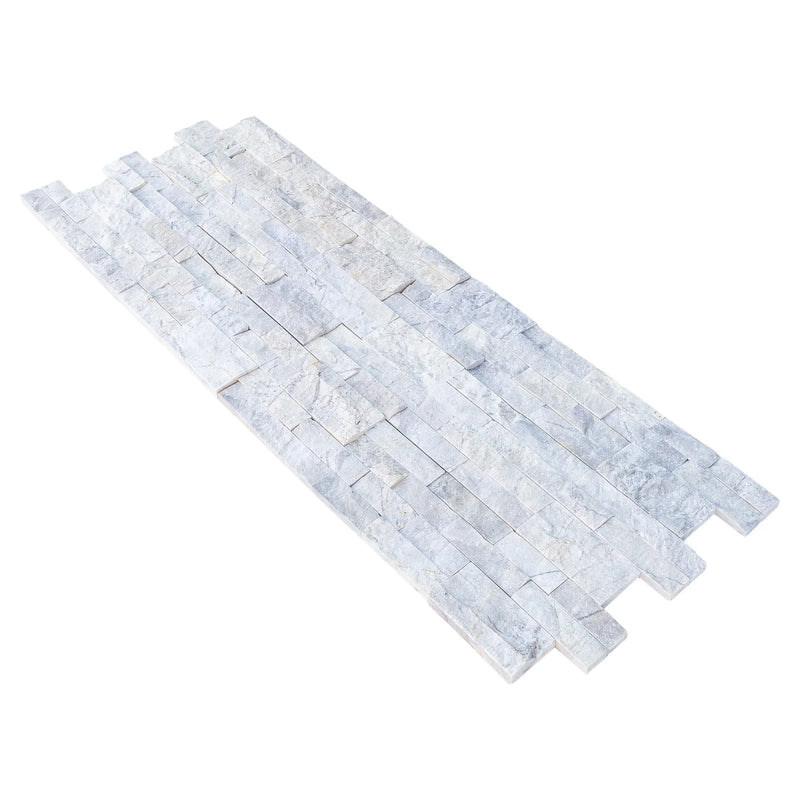 Palia White Dolomite Ledger 3D Panel 6"x24" Split-face Natural Marble Wall Tile