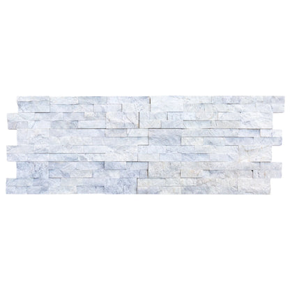 Palia White Dolomite Ledger 3D Panel 6"x24" Split-face Natural Marble Wall Tile