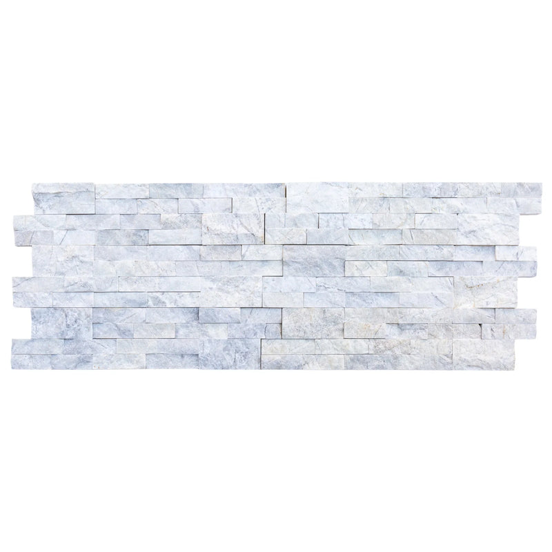 Palia White Dolomite Ledger 3D Panel 6"x24" Split-face Natural Marble Wall Tile