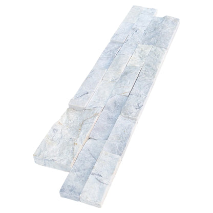 Palia White Dolomite Ledger 3D Panel 6"x24" Split-face Natural Marble Wall Tile