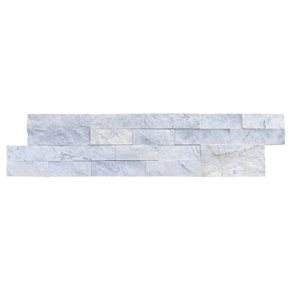 Palia White Dolomite Ledger 3D Panel 6"x24" Split-face Natural Marble Wall Tile