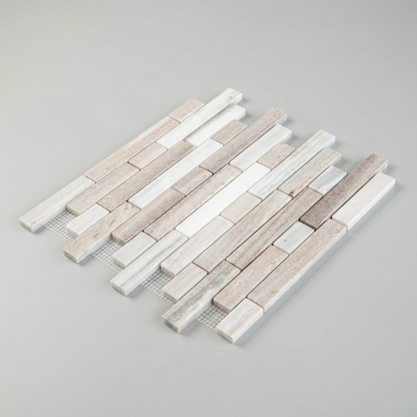 Palissandro Marble Linear Honed on 12" x 12" Mesh Mosaic Tile