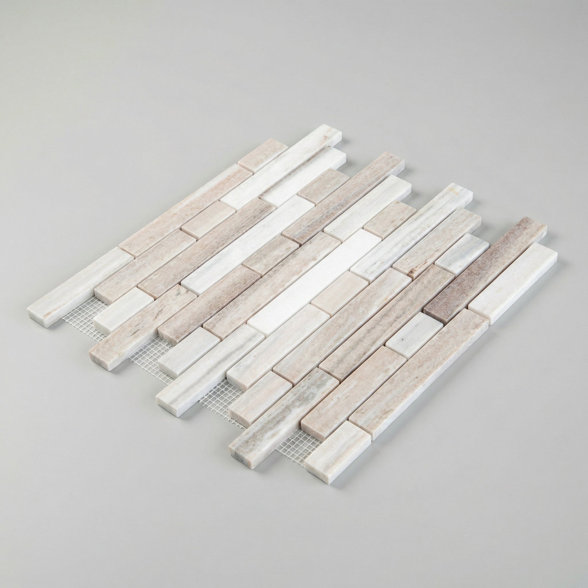 Palissandro Marble Linear Honed on 12" x 12" Mesh Mosaic Tile