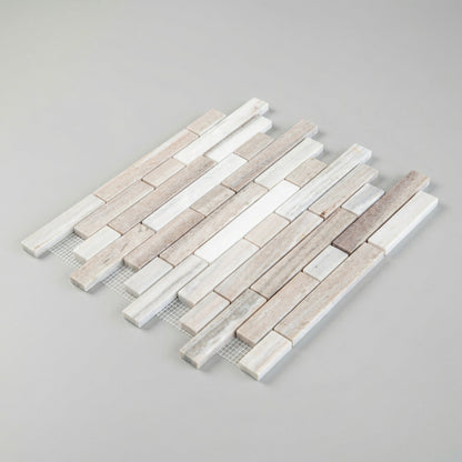 Palissandro Marble Linear Honed on 12" x 12" Mesh Mosaic Tile
