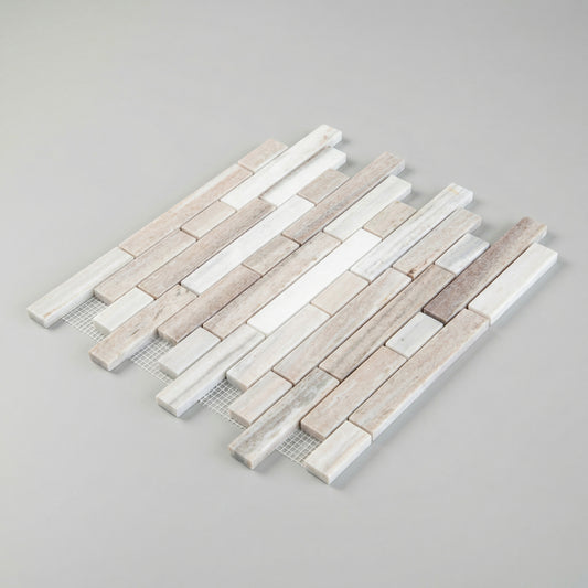 Palissandro Marble Linear Honed on 12" x 12" Mesh Mosaic Tile