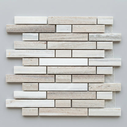Palissandro Marble Linear Honed on 12" x 12" Mesh Mosaic Tile
