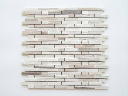 Palissandro Marble Linear Honed on 12" x 12" Mesh Mosaic Tile