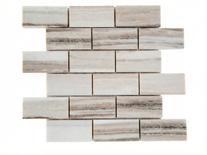 Palissandro Marble 2"x4" Polished on 12" x 12" Mesh Mosaic Tile