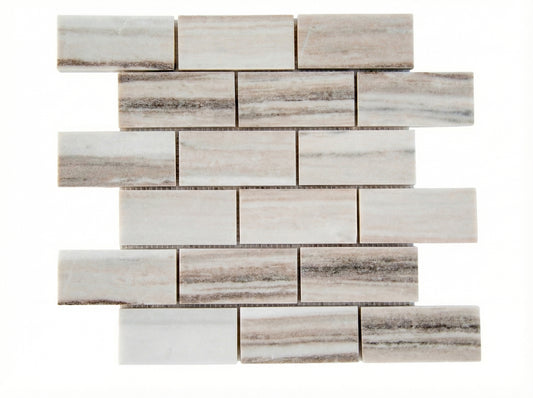 Palissandro Marble 2"x4" Polished on 12" x 12" Mesh Mosaic Tile