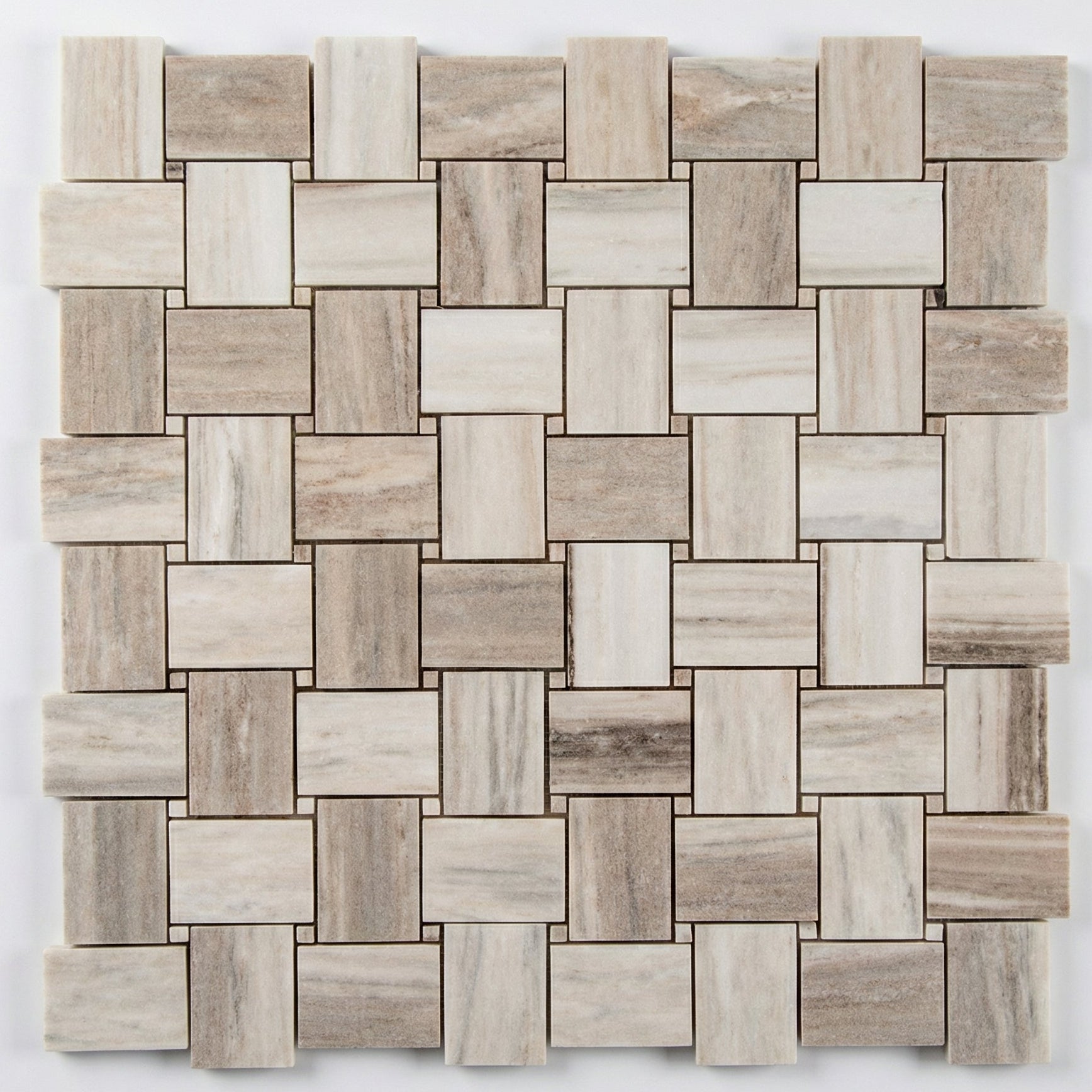 Palissandro Marble Big Basketweave Honed on 12" x 12" Mesh Mosaic Tile