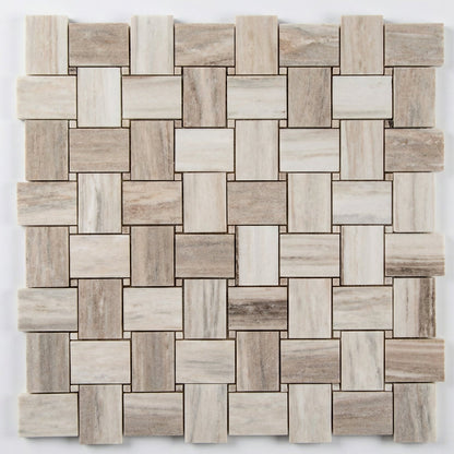 Palissandro Marble Big Basketweave Honed on 12" x 12" Mesh Mosaic Tile