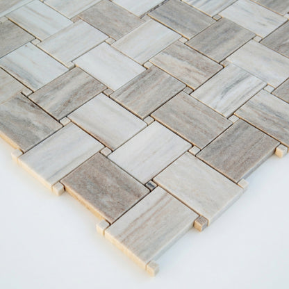 Palissandro Marble Big Basketweave Honed on 12" x 12" Mesh Mosaic Tile