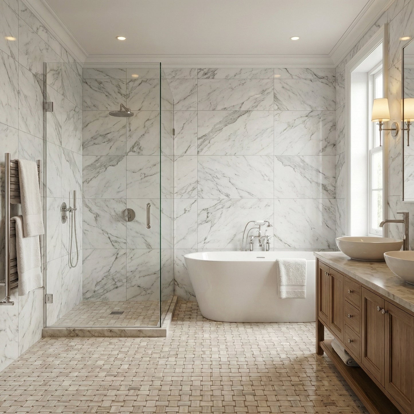Palissandro Marble Big Basketweave Honed on 12" x 12" Mesh Mosaic Tile