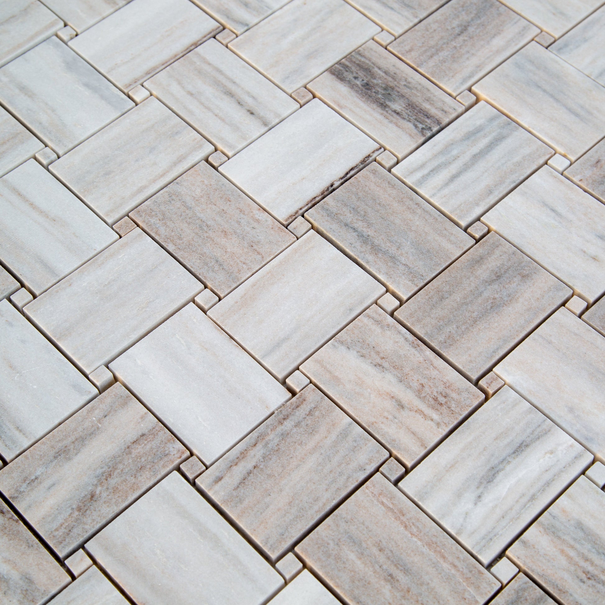 Palissandro Marble Big Basketweave Honed on 12" x 12" Mesh Mosaic Tile