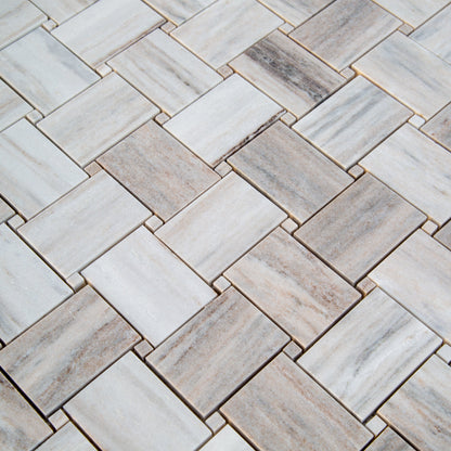 Palissandro Marble Big Basketweave Honed on 12" x 12" Mesh Mosaic Tile