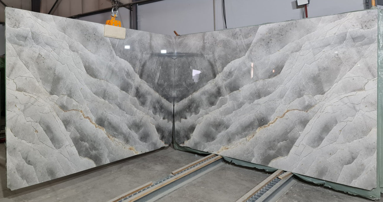 Palm Gray Bookmatching Polished Marble Slab