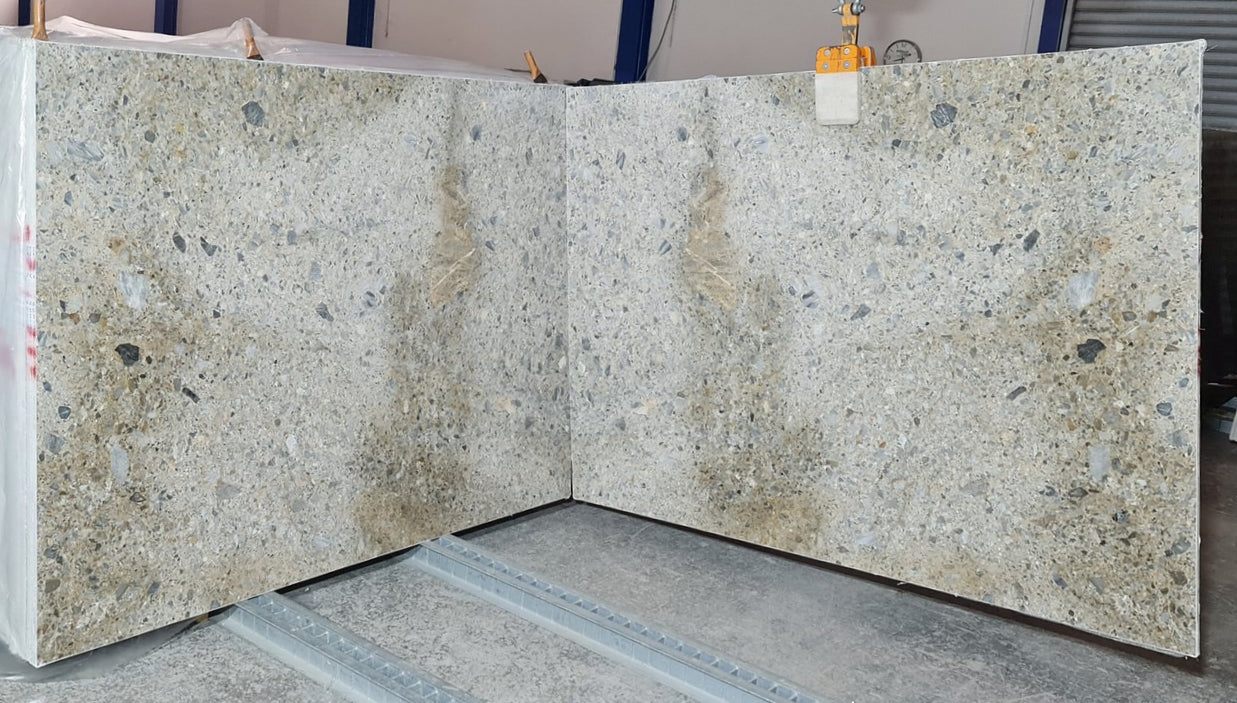 Pebble Gray Bookmatching Polished Marble Slab