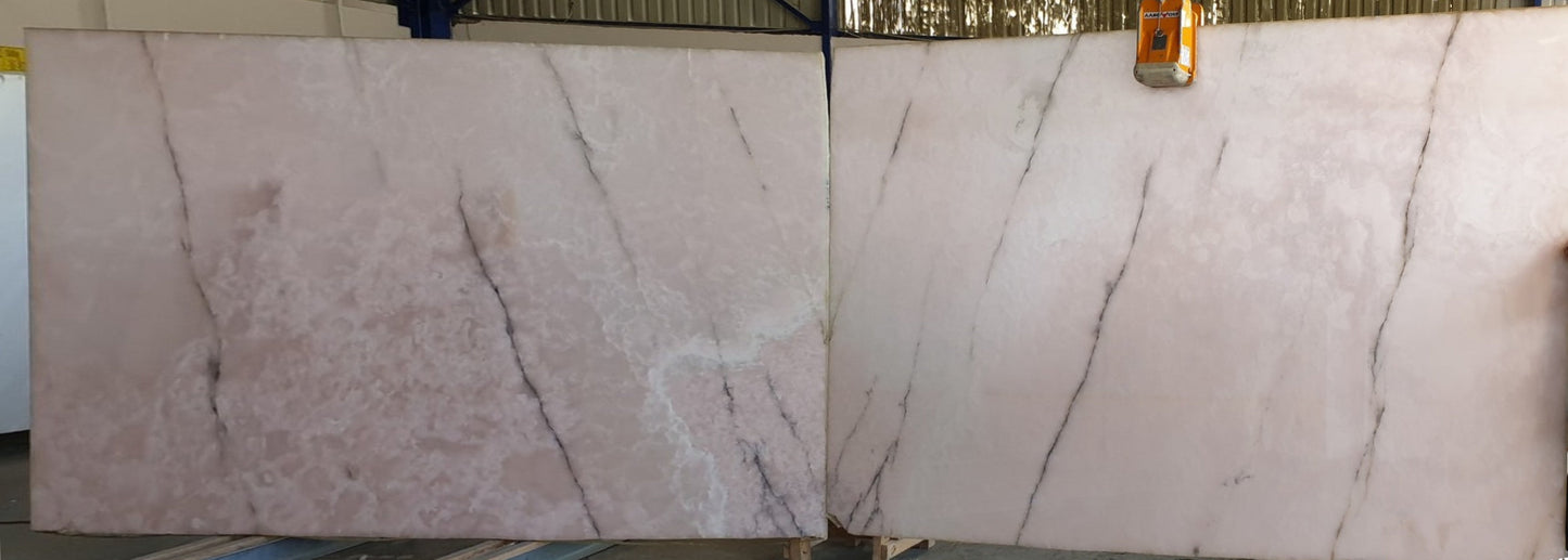 Pink Onyx Bookmatching Polished Marble Slab