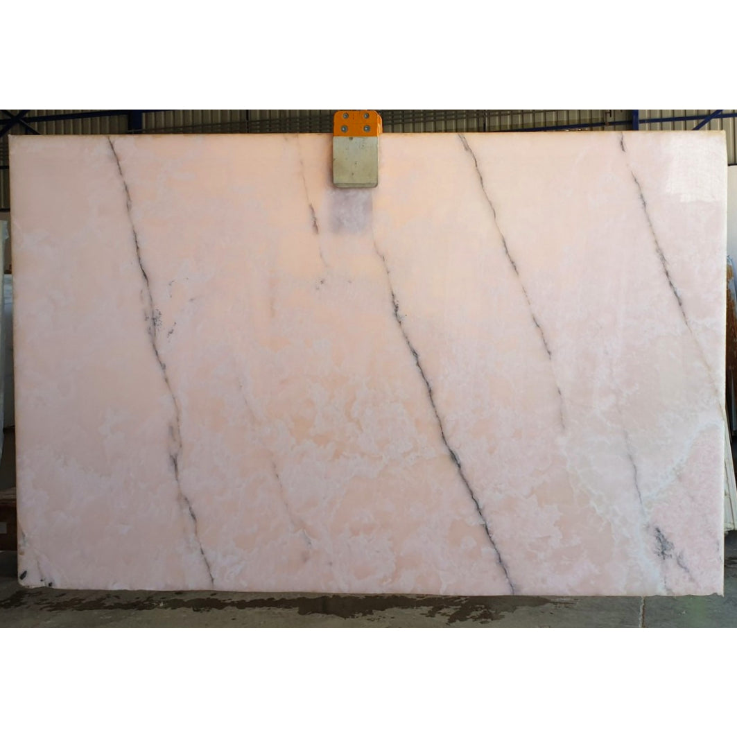 Pink Onyx Bookmatching Polished Marble Slab