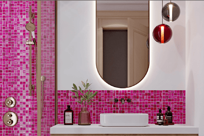 Fuchsia Pink 11x11 Glossy Matte Square Glass Mosaic Tile (5 pack, 4.43 sq ft/case)