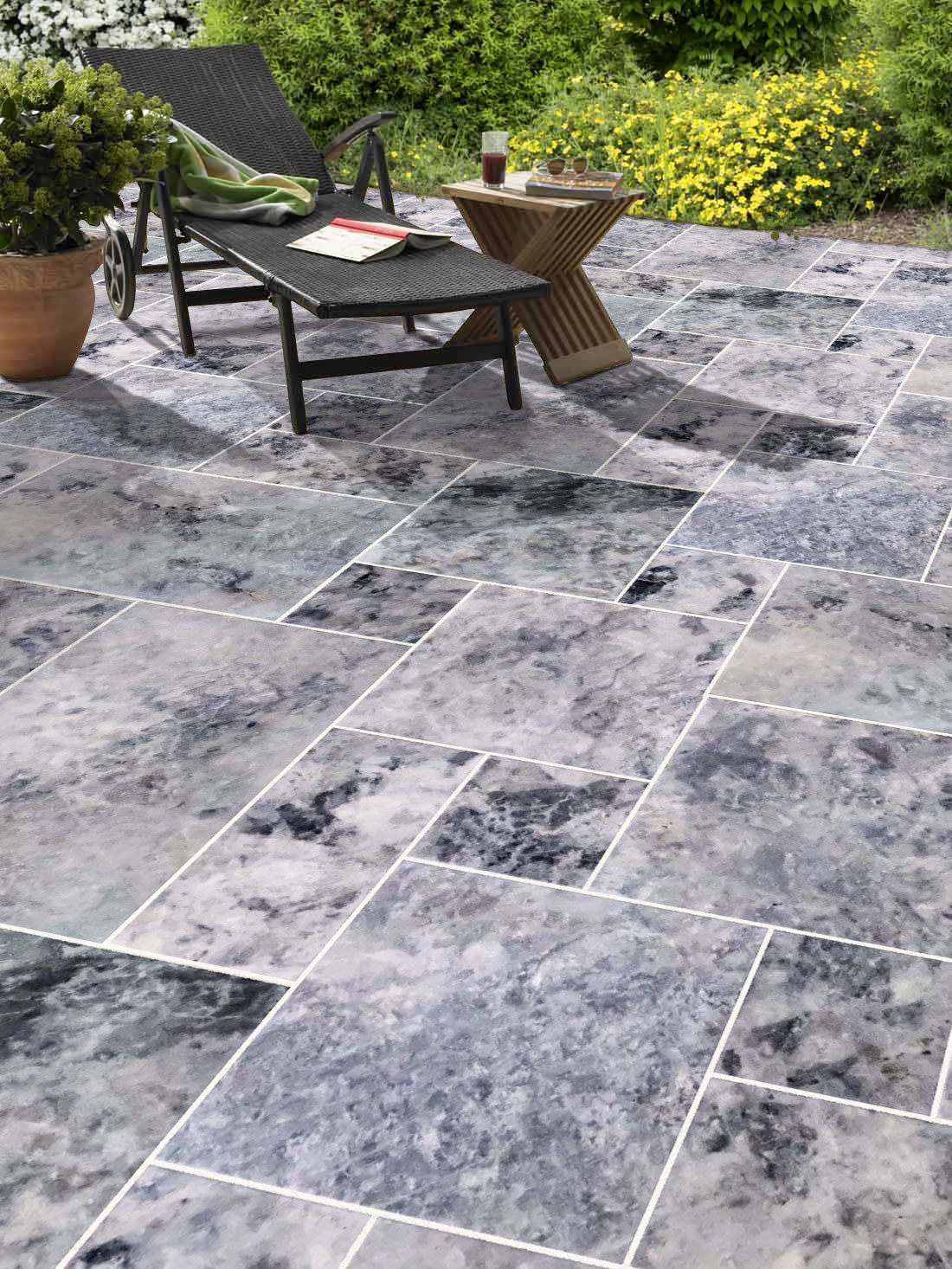 Silver Platinum Tumbled Marble Pavers