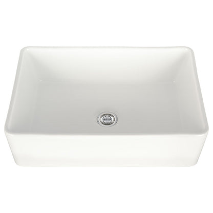 porcelain fire clay white single bowl farmhouse sink SIN POR USBWH 3020FSAF front view