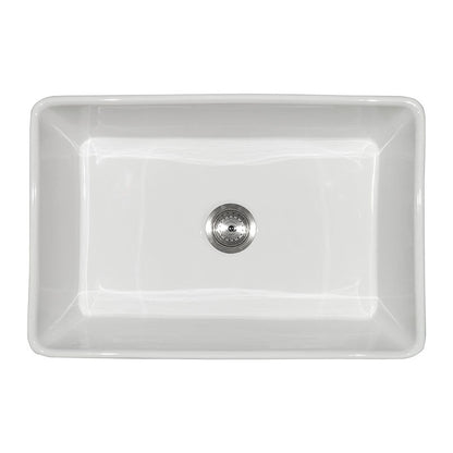 porcelain fire clay white single bowl farmhouse sink SIN POR USBWH 3020FSAF top view