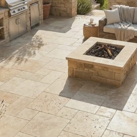 Denizli Beige Filled &amp; Tumbled Pavers (3 cm Thick)