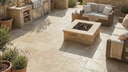 Denizli Beige Filled &amp; Tumbled Pavers (3 cm Thick)