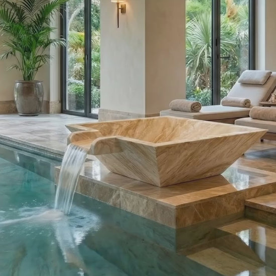 Diana Royal Marble Natural Stone Pool Square Poolwok with Lip