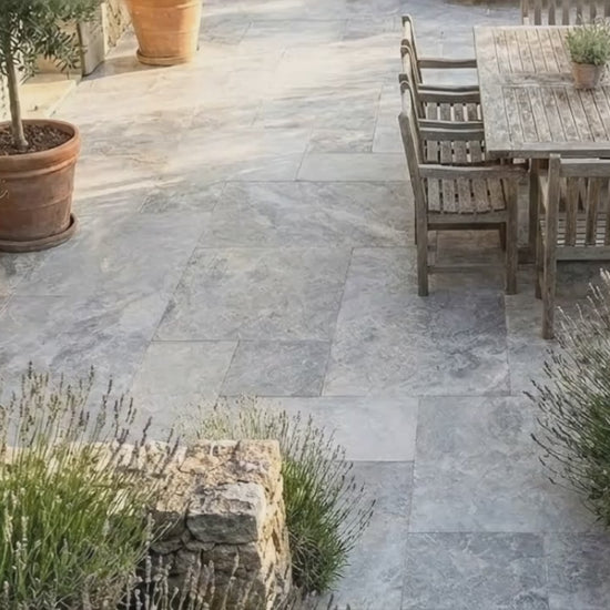 Talya Gray Marble Leather Finish Pavers (3 cm Thickness)