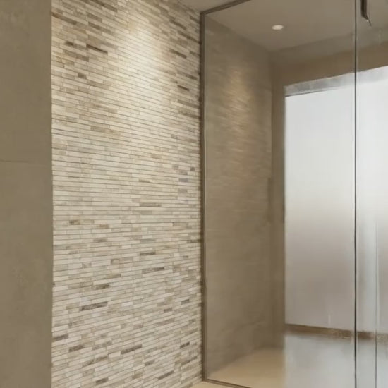 Palissandro Marble Linear Honed on 12" x 12" Mesh Mosaic Tile
