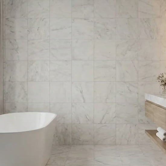 Turkish Carrara White Marble Tile Polished