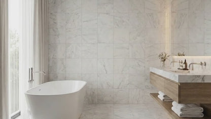 Turkish Carrara White Marble Tile Polished
