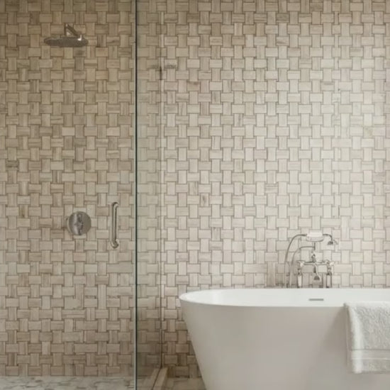 Palissandro Marble Big Basketweave Honed on 12" x 12" Mesh Mosaic Tile