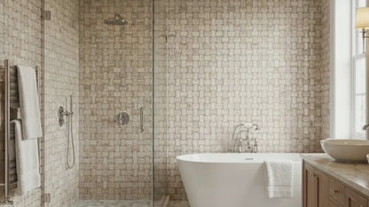Palissandro Marble Big Basketweave Honed on 12" x 12" Mesh Mosaic Tile