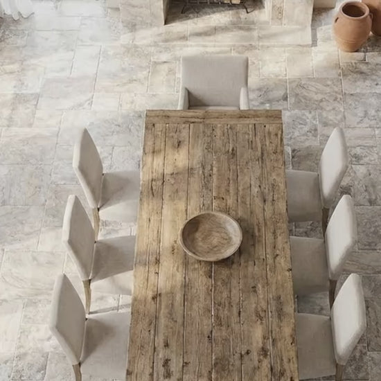 Silver Antique French Pattern Set Travertine Tile-Tumbled