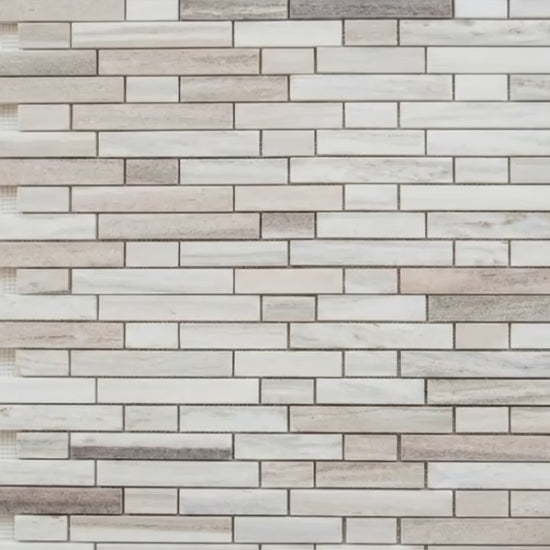 Palissandro Marble Linear Honed on 12" x 12" Mesh Mosaic Tile