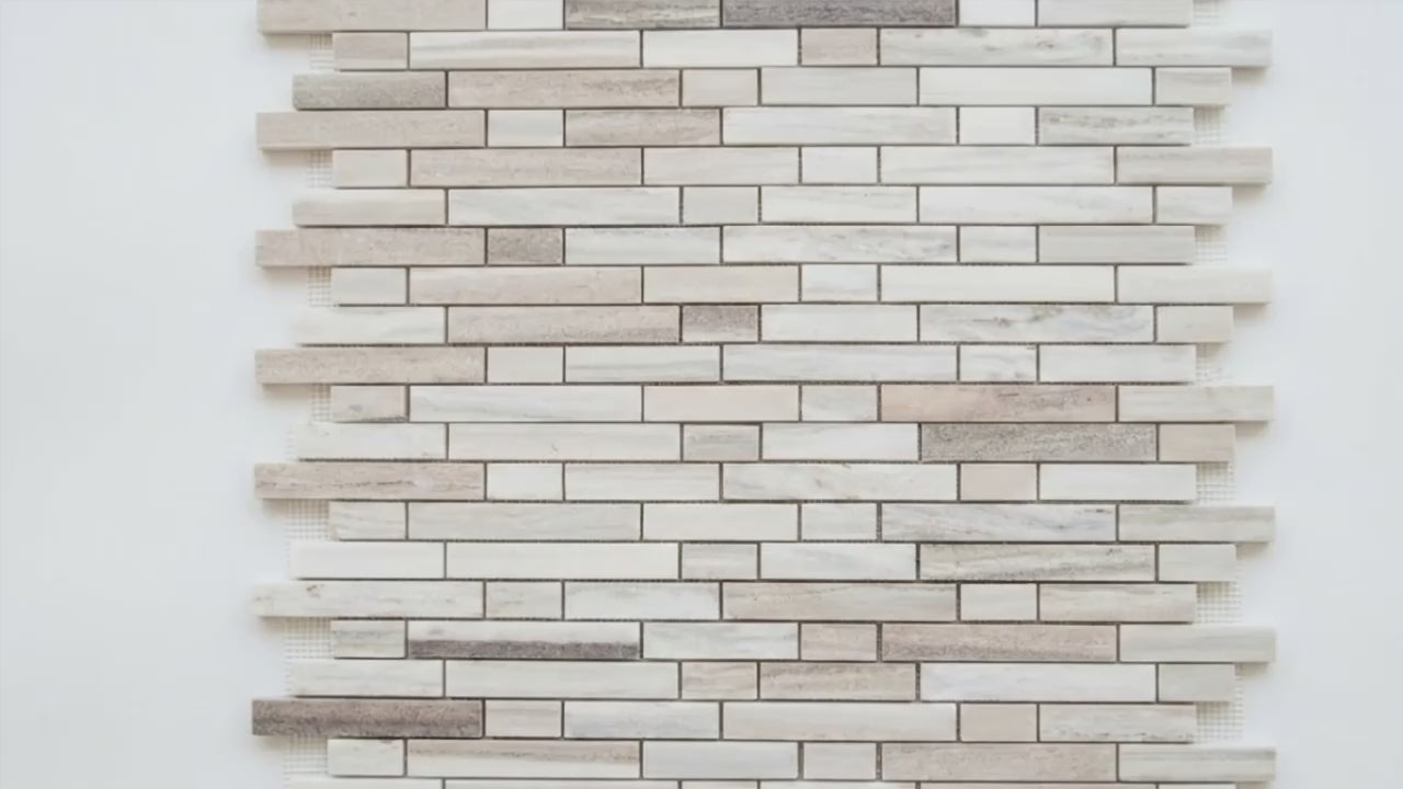 Palissandro Marble Linear Honed on 12" x 12" Mesh Mosaic Tile