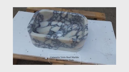 Calacatta Viola Marble Natural Stone Rectangular Sink (W)12" (L)18" (H)6"