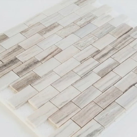 Palissandro Marble 2"x4" Polished on 12" x 12" Mesh Mosaic Tile