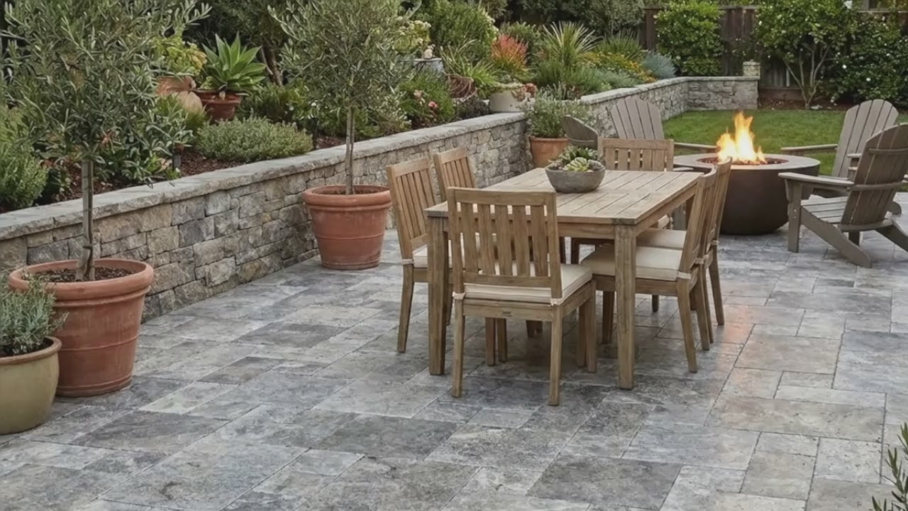 Silver Travertine Tumbled Pavers