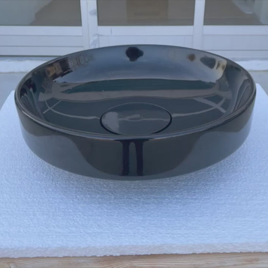 Toros Black marble Round Above Counter Sink Polished size D 16'' H6'' SKU NTRSTC52 video