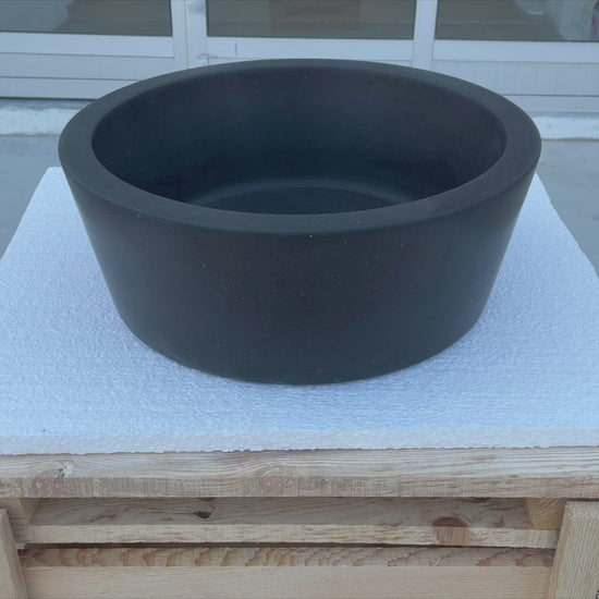 natural stone black andesite tapered sink honed matte SKU  NTRSTC53 Size (D)16" (H)6" video