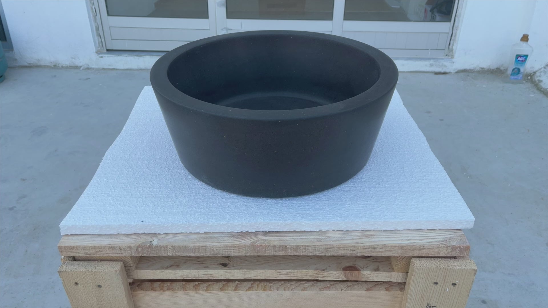 natural stone black andesite tapered sink honed matte SKU  NTRSTC53 Size (D)16" (H)6" video