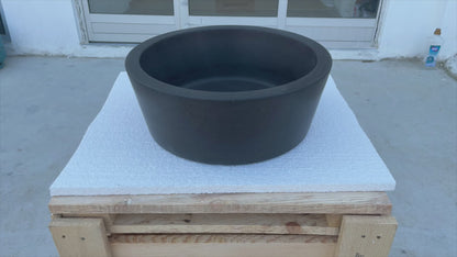 natural stone black andesite tapered sink honed matte SKU  NTRSTC53 Size (D)16" (H)6" video